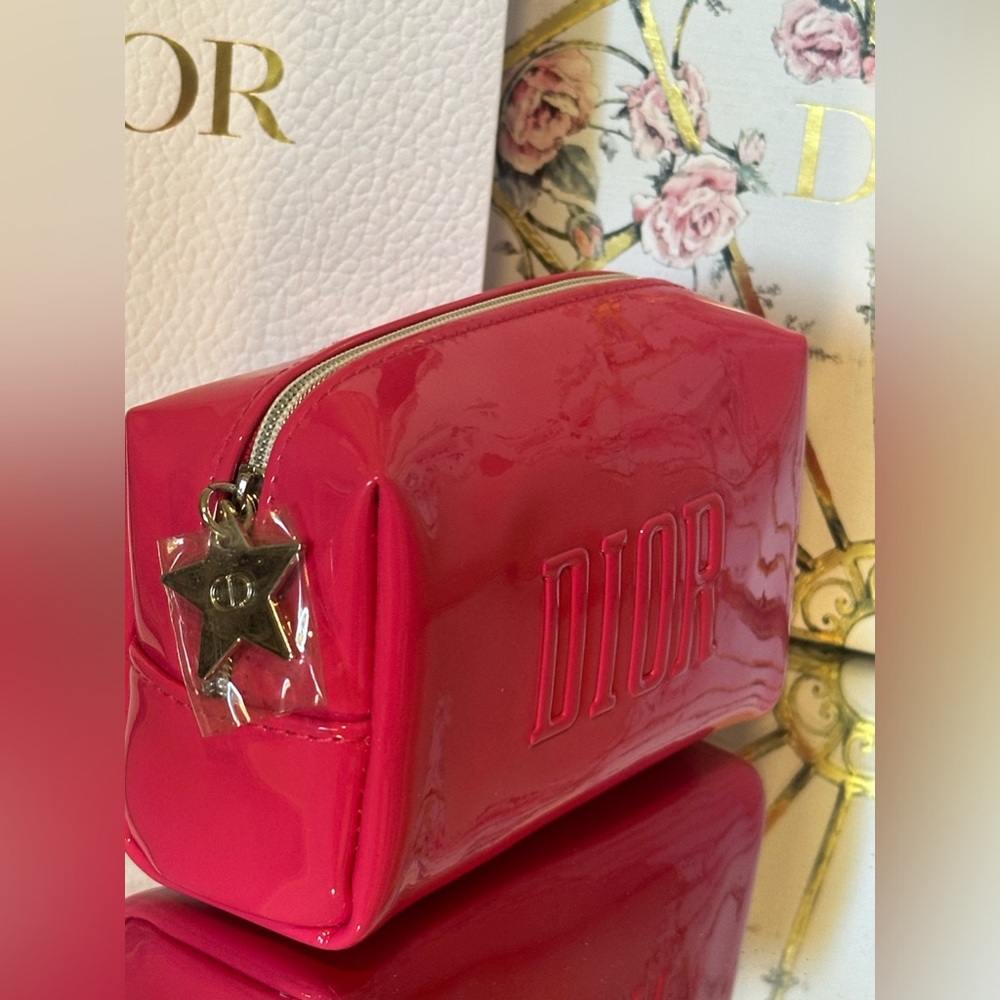Dior make up cosmetic bag beauty item limited edition pouch pink patent … - Picture 4 of 12